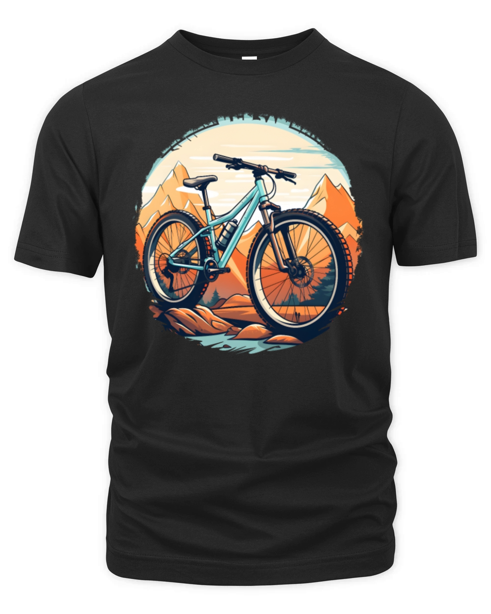 Mountain Biking Sketch Vintage Style Organic Unisex T-shirt