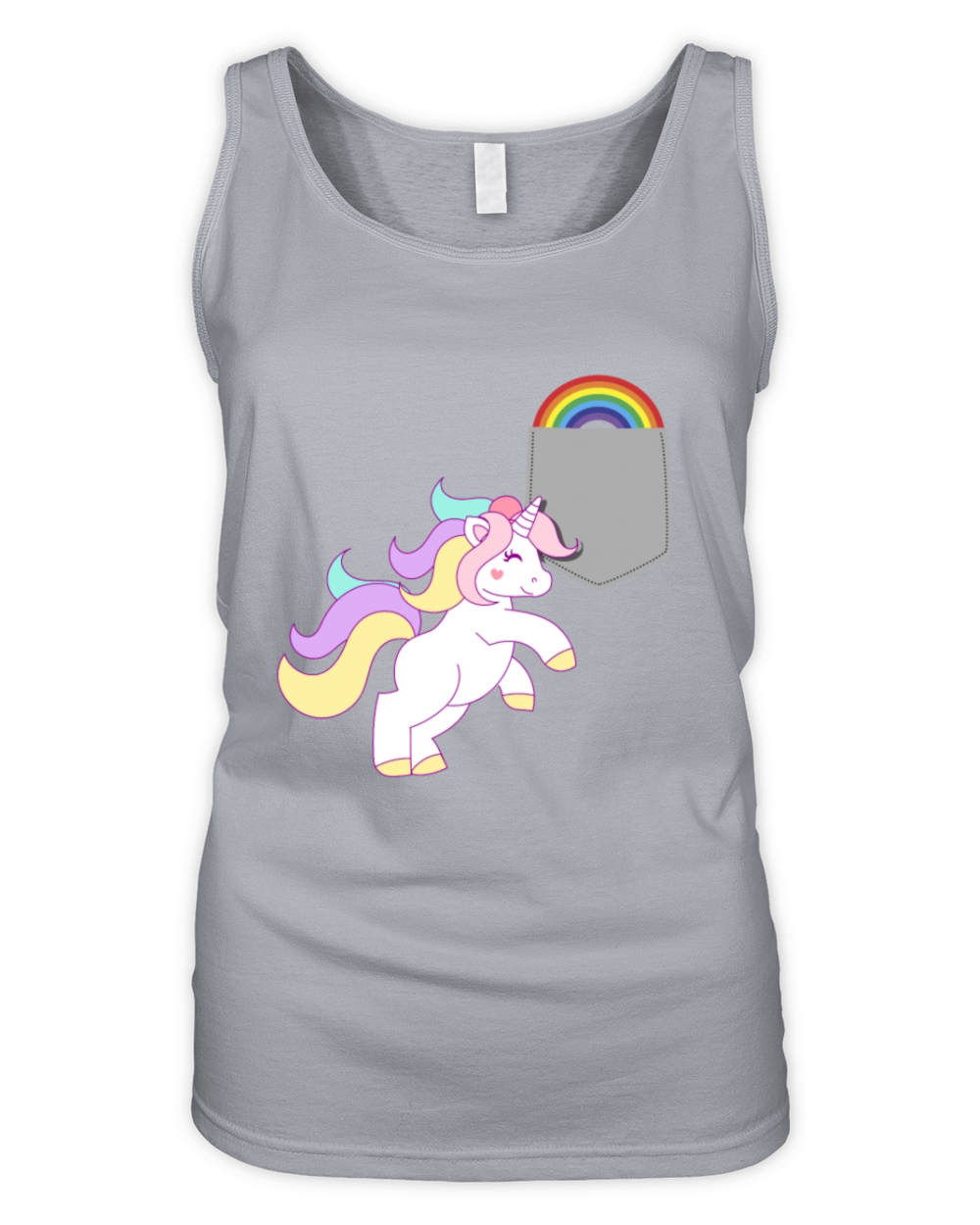 Unicorn Reaching Rainbow In Your Fake Pocket Funny Organic Women's Tank Top
