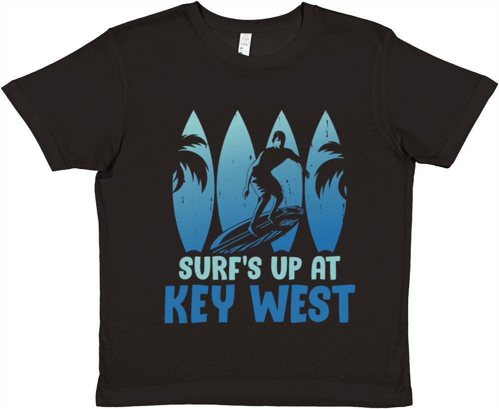 Sunshine-State SURFS UP AT KEY-WEST Surfing Premium Kids Crewneck T-shirt