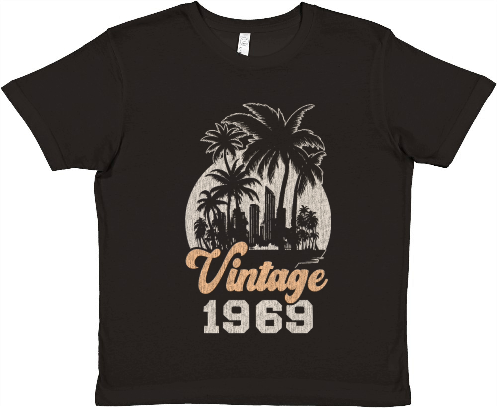 Vintage 1969 Birthday Palm Trees Premium Kids Crewneck T-shirt