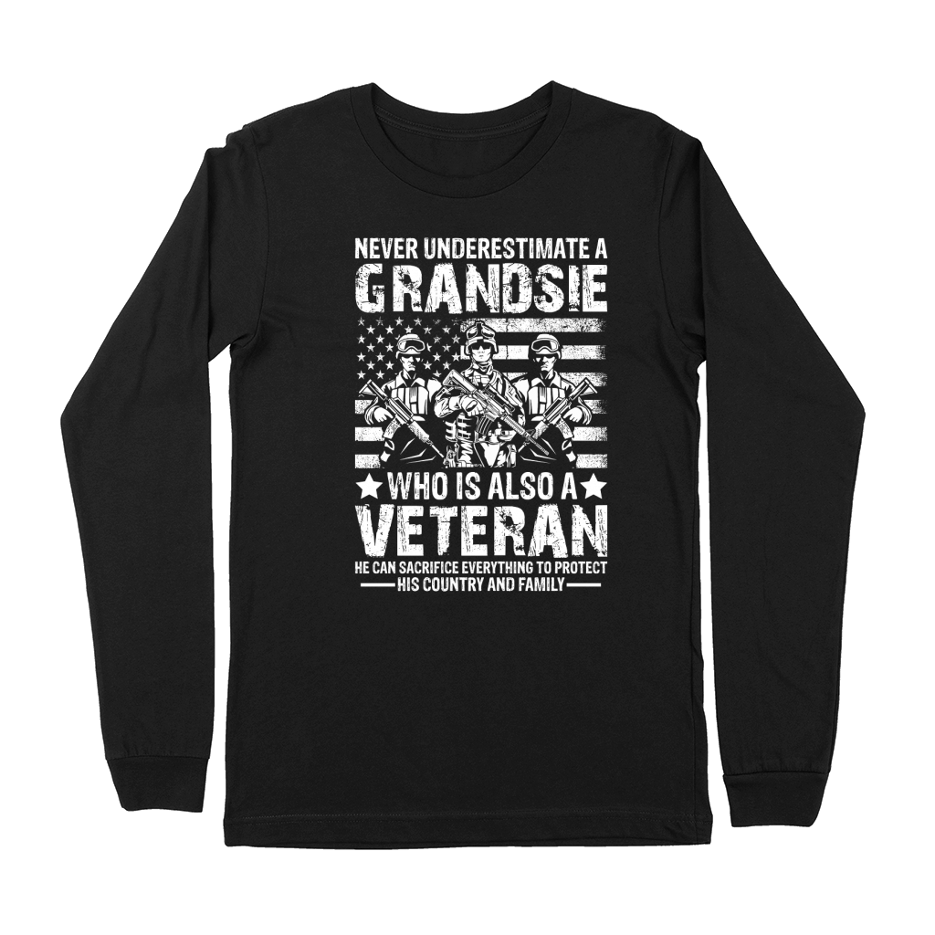 NEVER UNDERESTIMATE A VETERAN Premium Long Sleeve