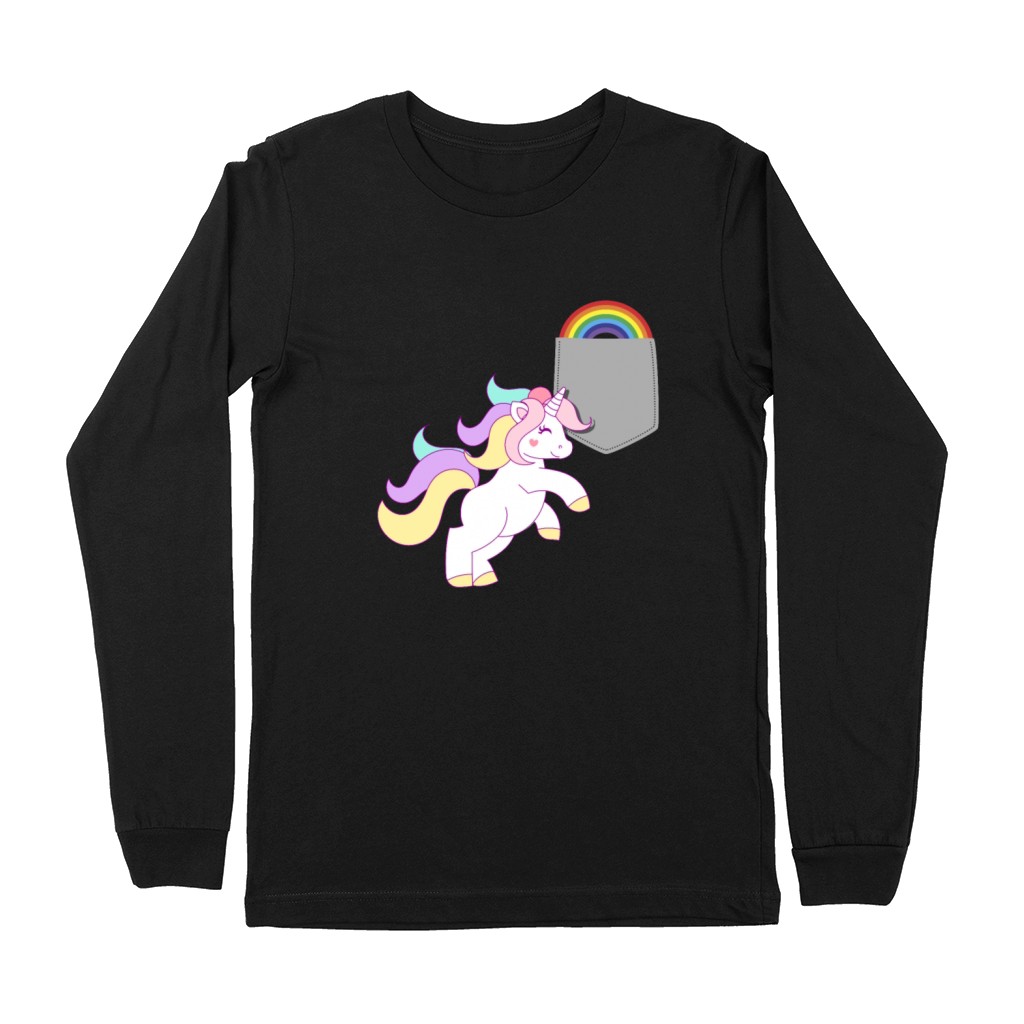 Unicorn Reaching Rainbow In Your Fake Pocket Funny Premium Long Sleeve
