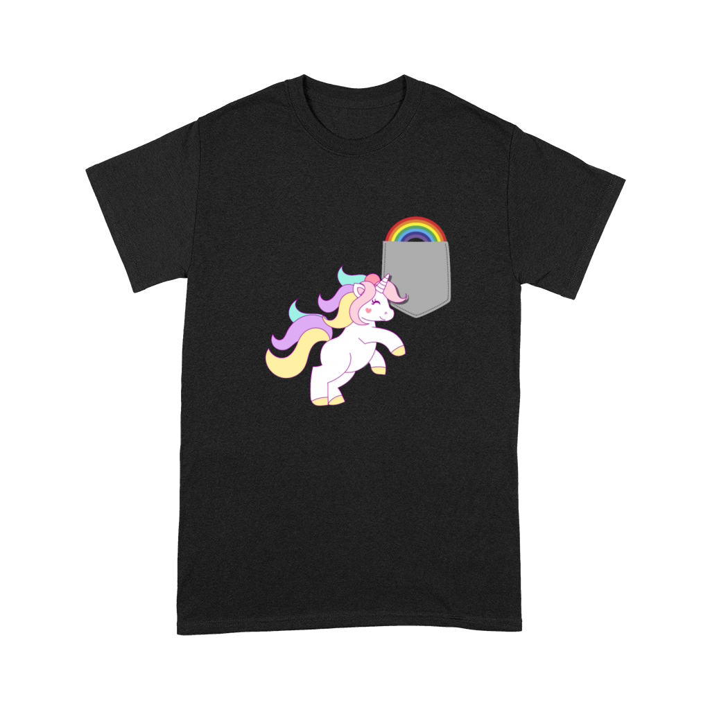 Unicorn Reaching Rainbow In Your Fake Pocket Funny Premium T-shirt