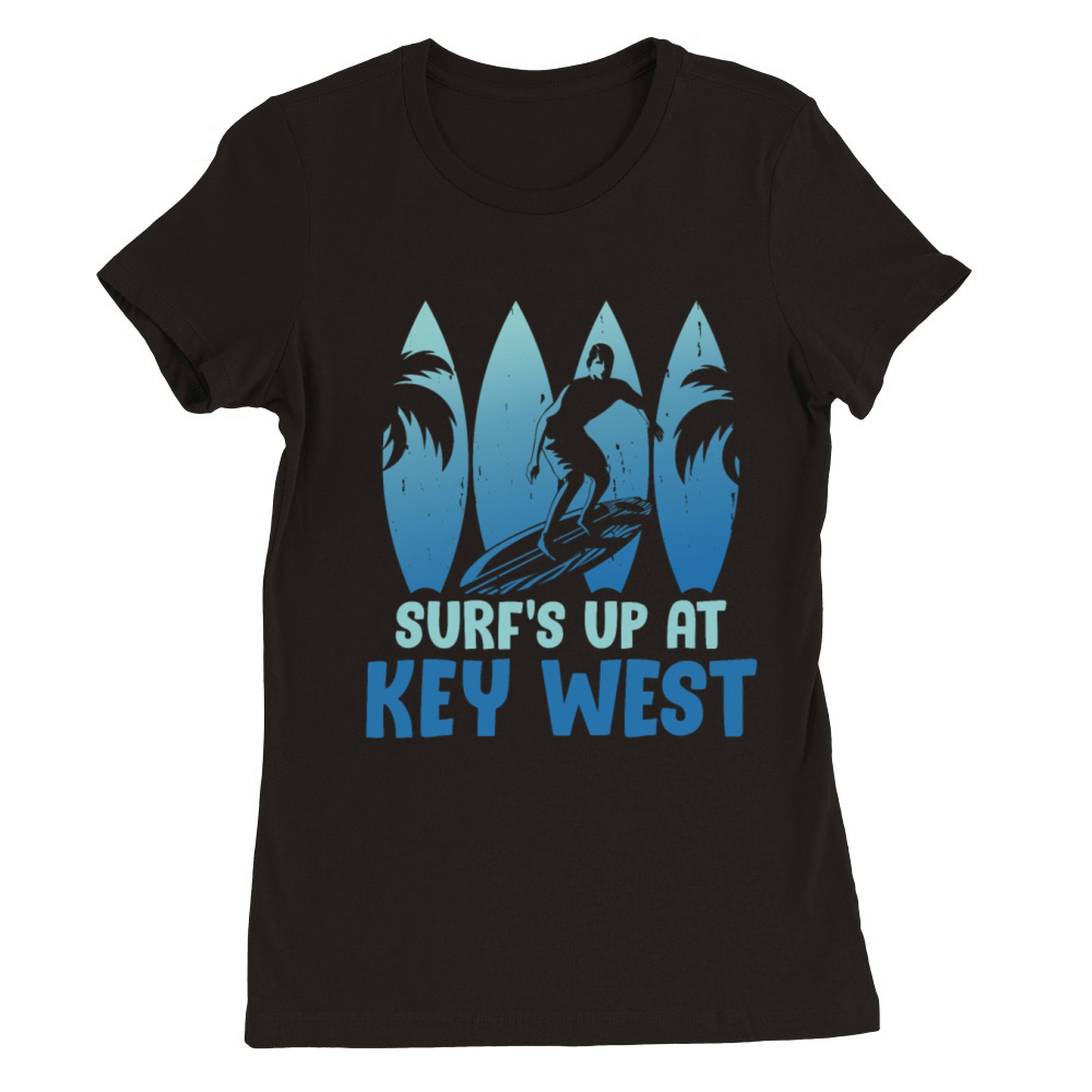 Sunshine-State SURFS UP AT KEY-WEST Surfing Premium Womens Crewneck T-shirt