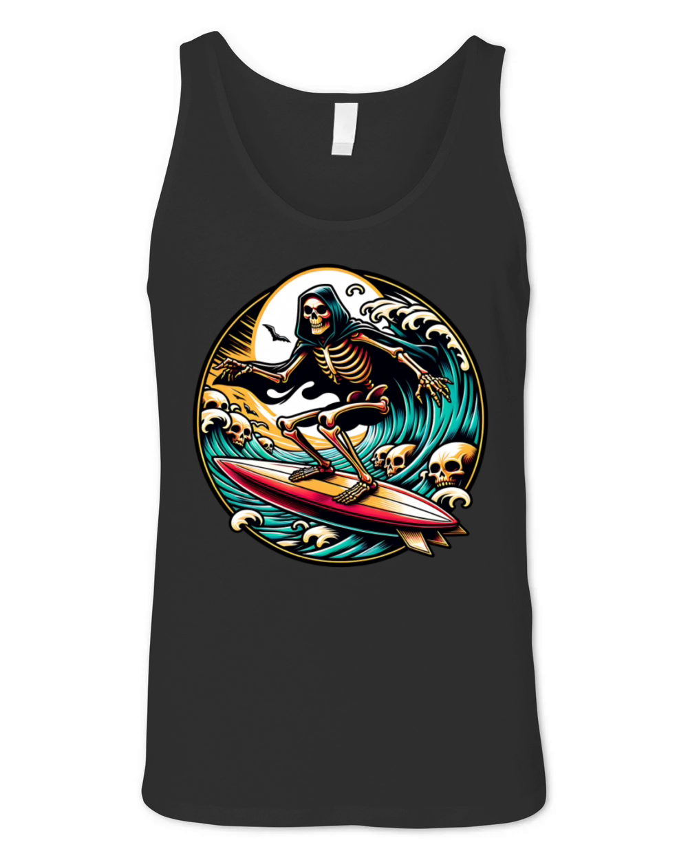 Vintage Surfing Skeleton Shirt Halloween Surfboard Unisex Jersey Tank