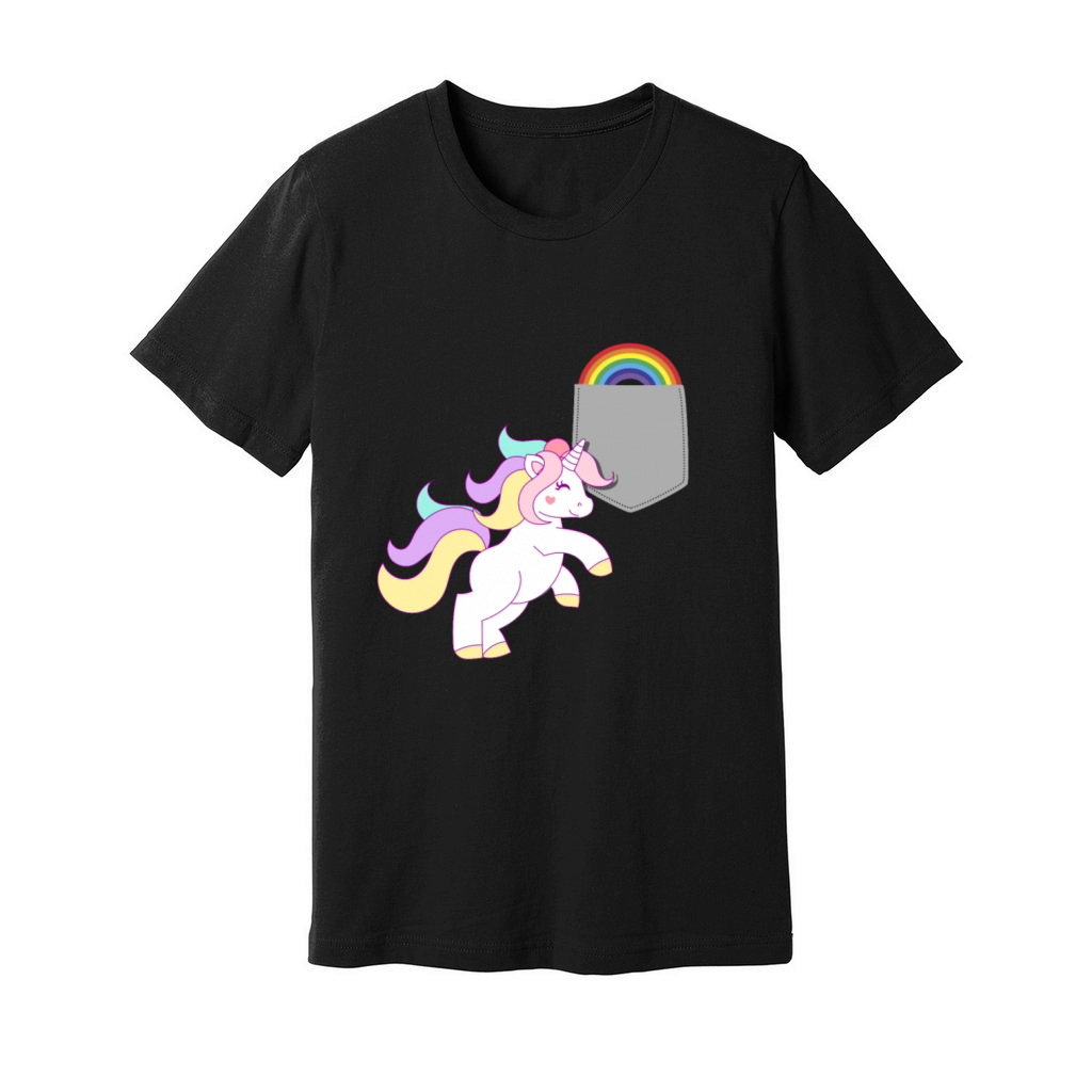 Unicorn Reaching Rainbow In Your Fake Pocket Funny Unisex Jersey Tee