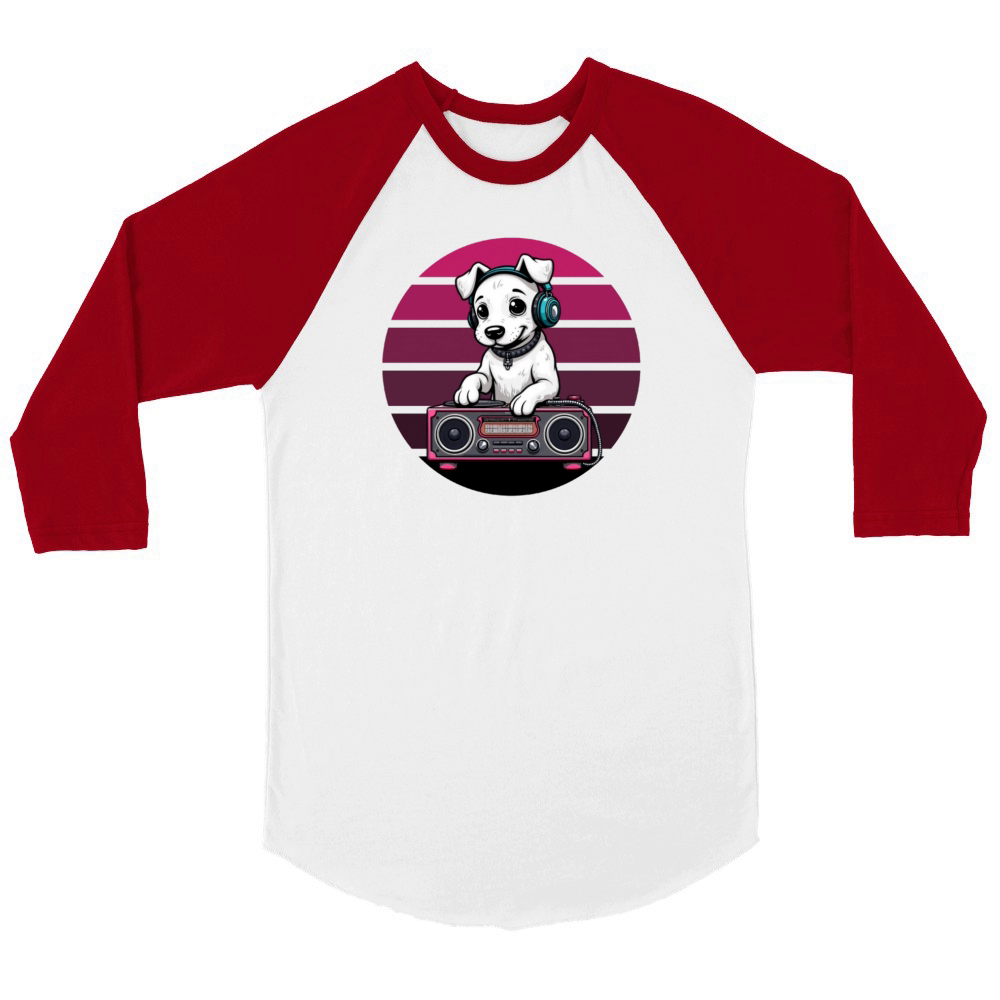 Cool Dog DJ Unisex ¾ sleeve Raglan T-shirt