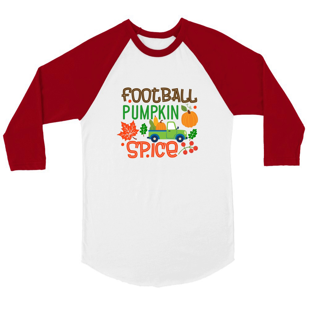 Football Pumpkin Spice Unisex ¾ sleeve Raglan T-shirt