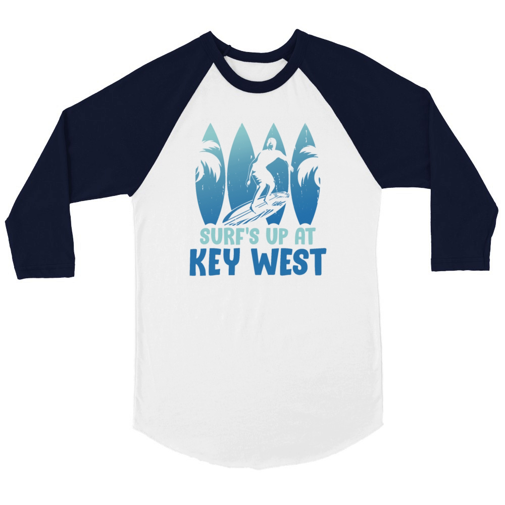 Sunshine-State SURFS UP AT KEY-WEST Surfing Unisex ¾ sleeve Raglan T-shirt