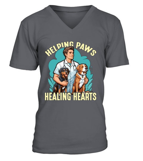 Veterinary Technician Helping Paws Animal Lover V-Neck T-shirt