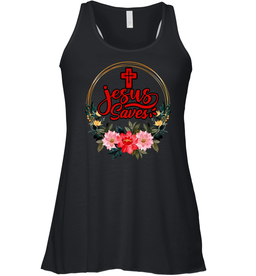Jesus Saves Bible Text Love Jesus Christian Women's Flowy Tank Top