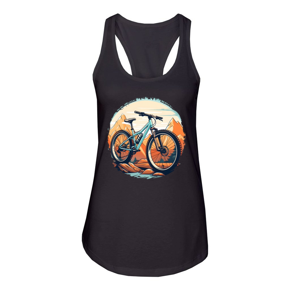 Mountain Biking Sketch Vintage Style Women's Racerback Tank