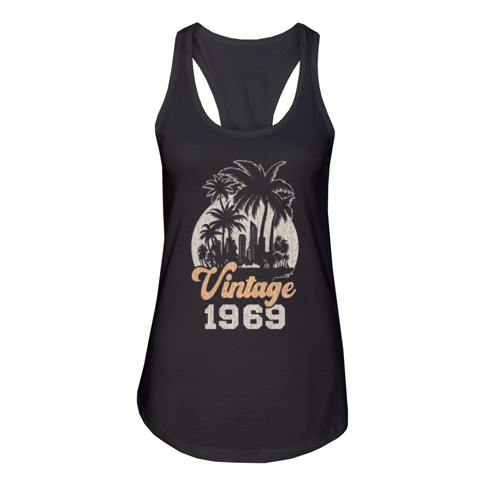 Vintage 1969 Birthday Palm Trees Women's Racerback Tank