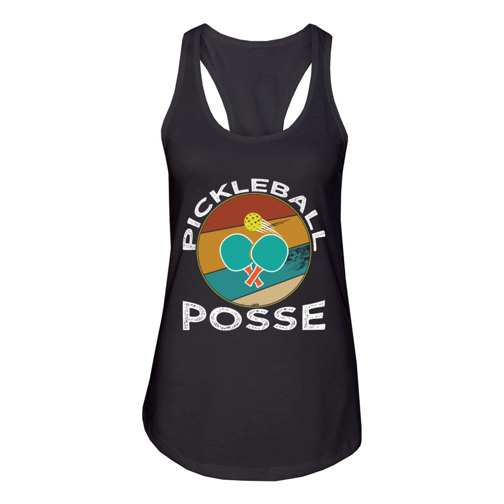 Vintage Pickleball Player Pickleball Posse Women's Racerback Tank