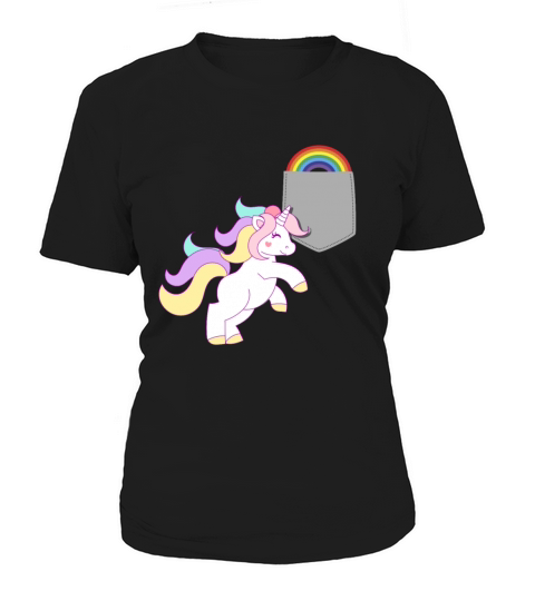 Unicorn Reaching Rainbow In Your Fake Pocket Funny Women's T-Shirt