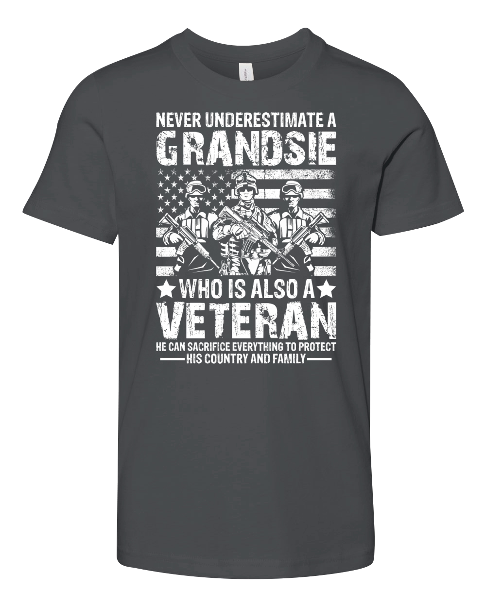 NEVER UNDERESTIMATE A VETERAN Youth Unisex Jersey Tee