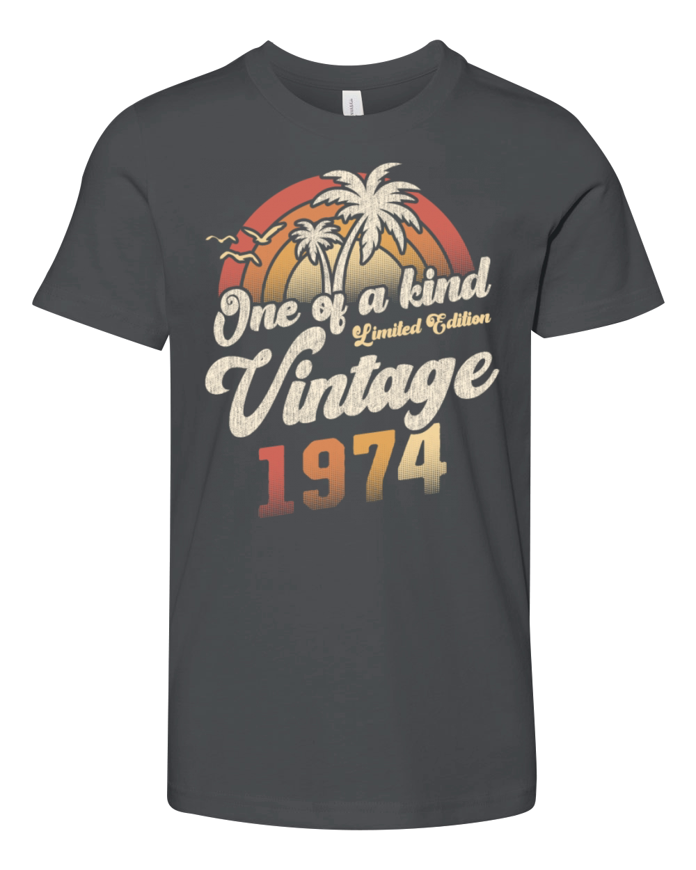 Vintage 1974 Birthday Palm Trees Youth Unisex Jersey Tee