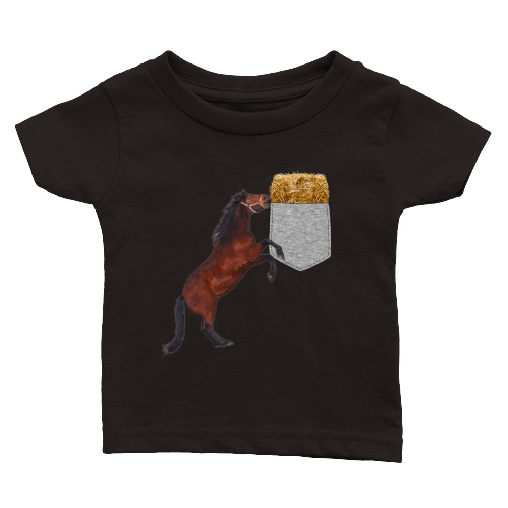 Horse Reaching For Hay In Your Fake Pocket Funny Classic Baby Crewneck T-shirt