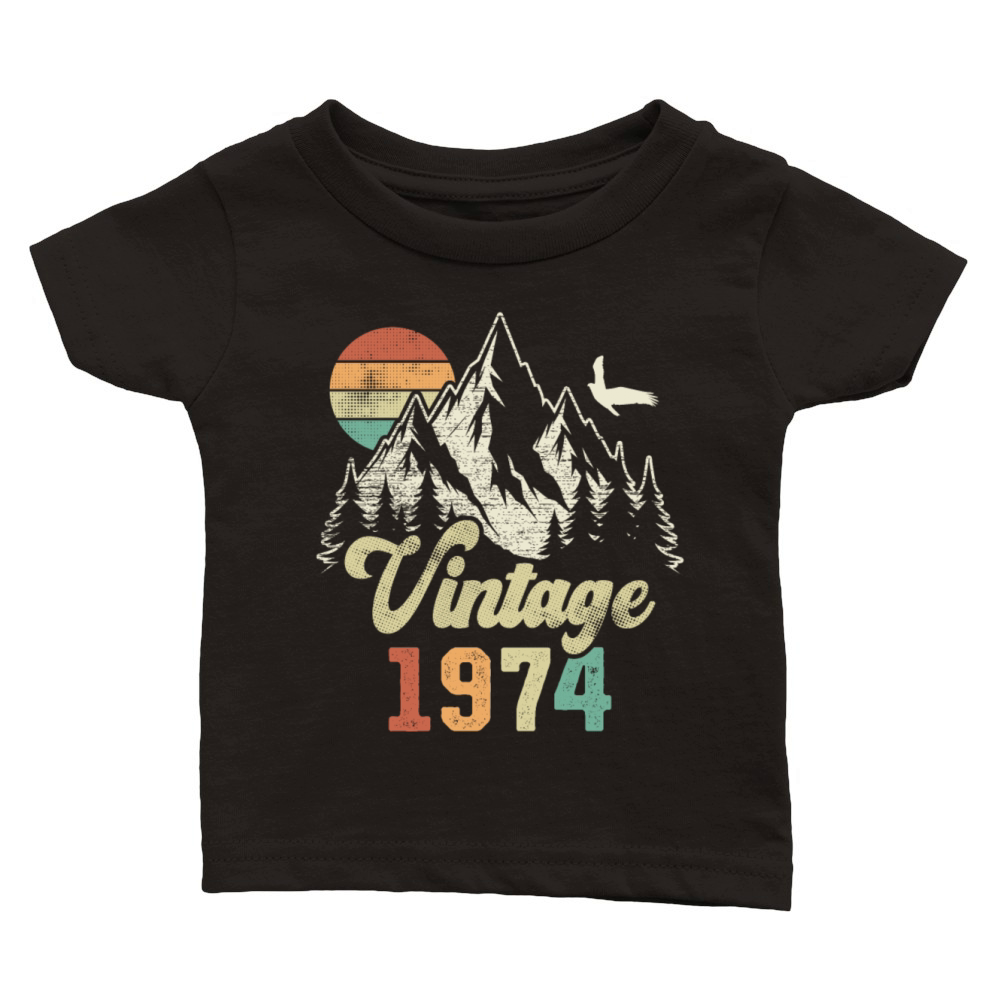 Vintage 1974 Birthday Mountains Eagle Classic Baby Crewneck T-shirt