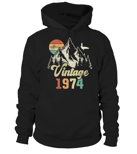 Vintage 1974 Birthday Mountains Eagle Hoodie Unisex