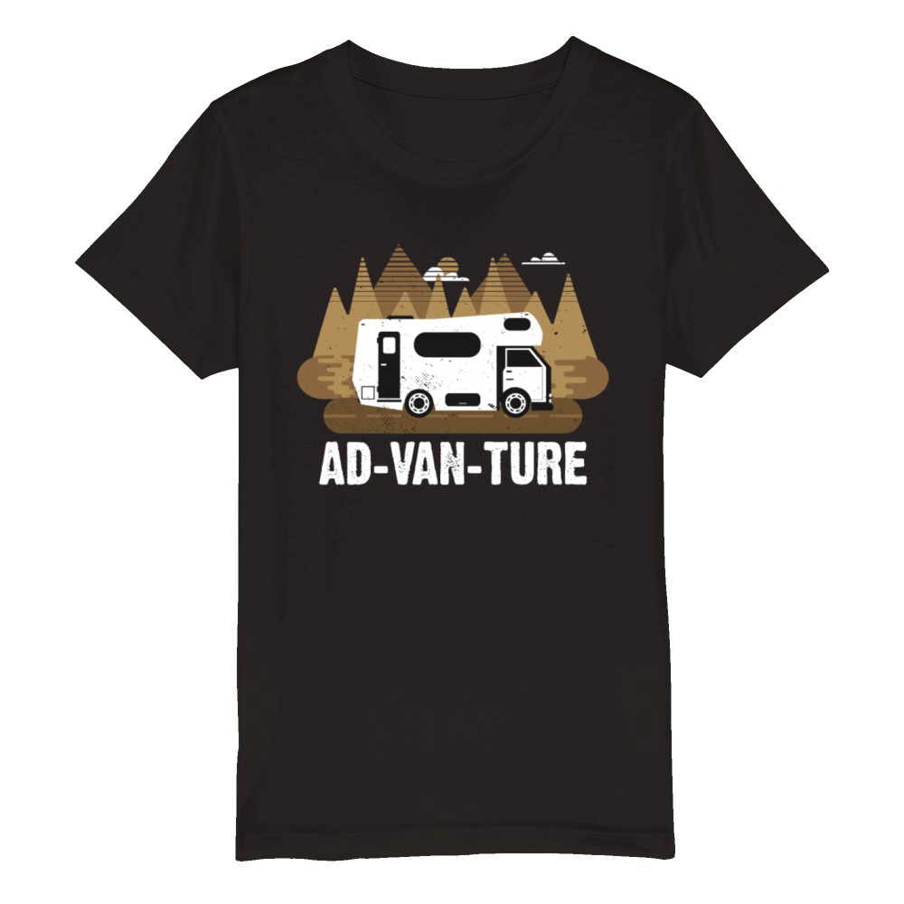 AD-VAN-TURE Funny Camper Van Life Vanlife Vintage Organic Kids Crewneck T-shirt