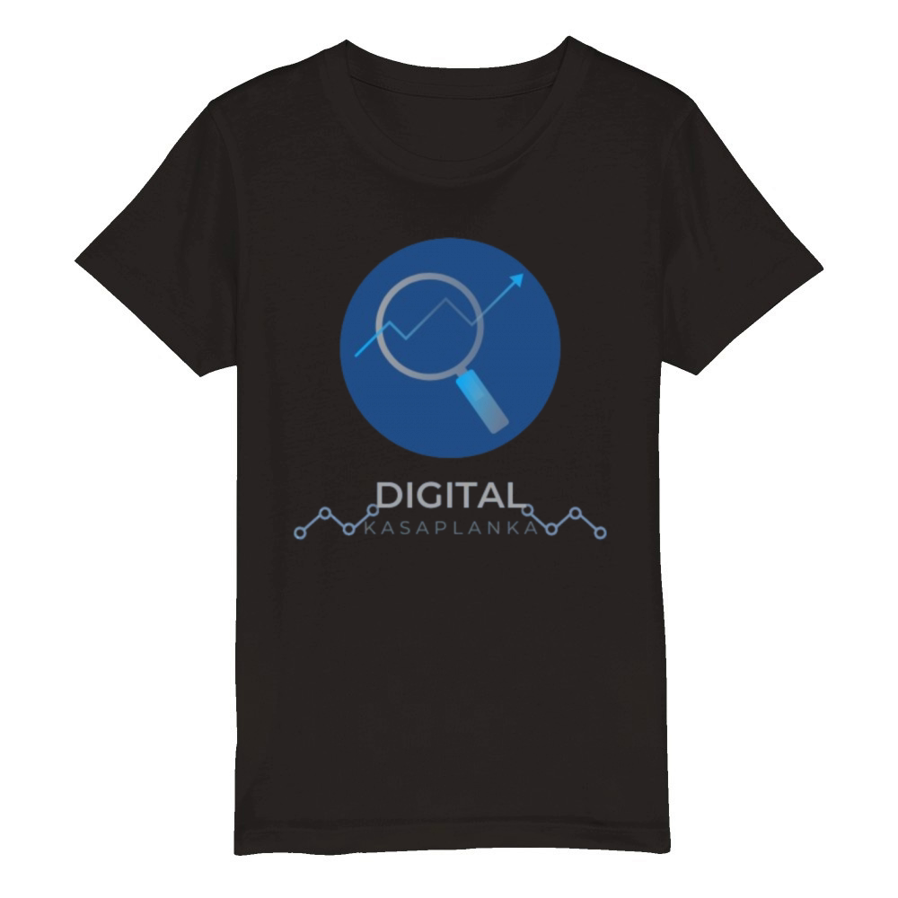 Blue and White Modern Digital Marketing Organic Kids Crewneck T-shirt