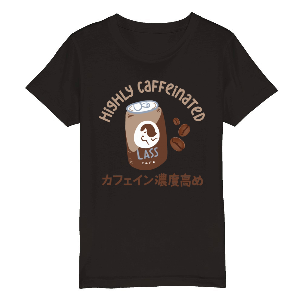 Highly Caffeinated Coffee Obsessed Japanese Organic Kids Crewneck T-shirt