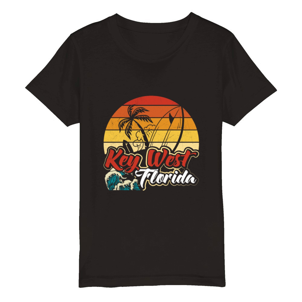Key-West Surfing Florida Keys Surfer Outfit Organic Kids Crewneck T-shirt