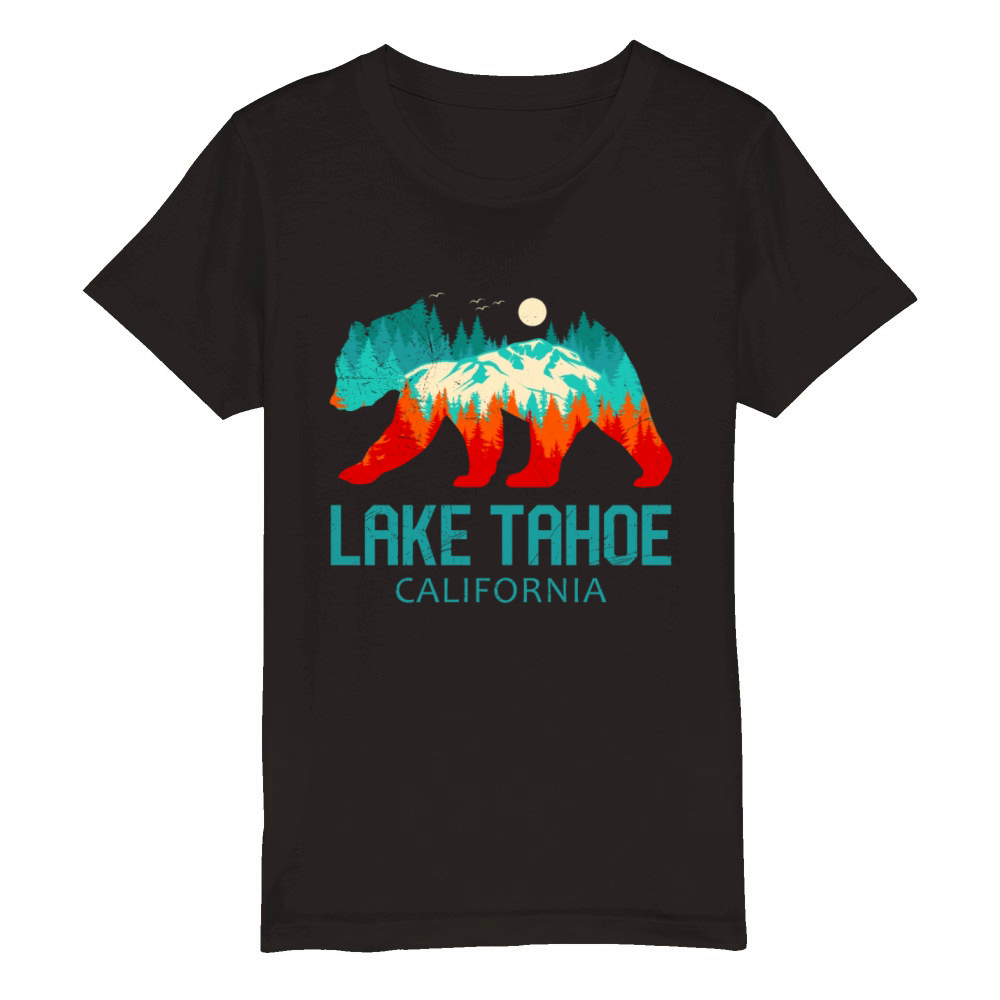 LAKE TAHOE CALIFORNIA Nevada Vintage Vacation Organic Kids Crewneck T-shirt