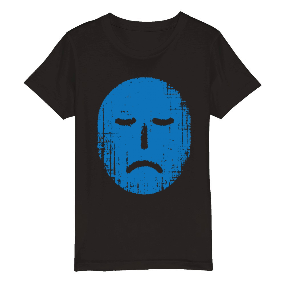 Sad Grunge Blue Face Organic Kids Crewneck T-shirt