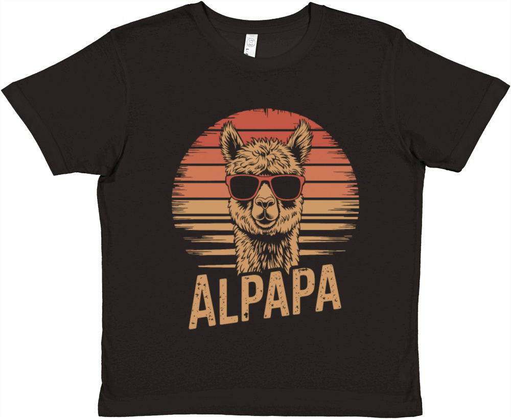 Alpapa Alpaca Dad Vintage Sunset Cool Sunglasses Premium Kids Crewneck T-shirt