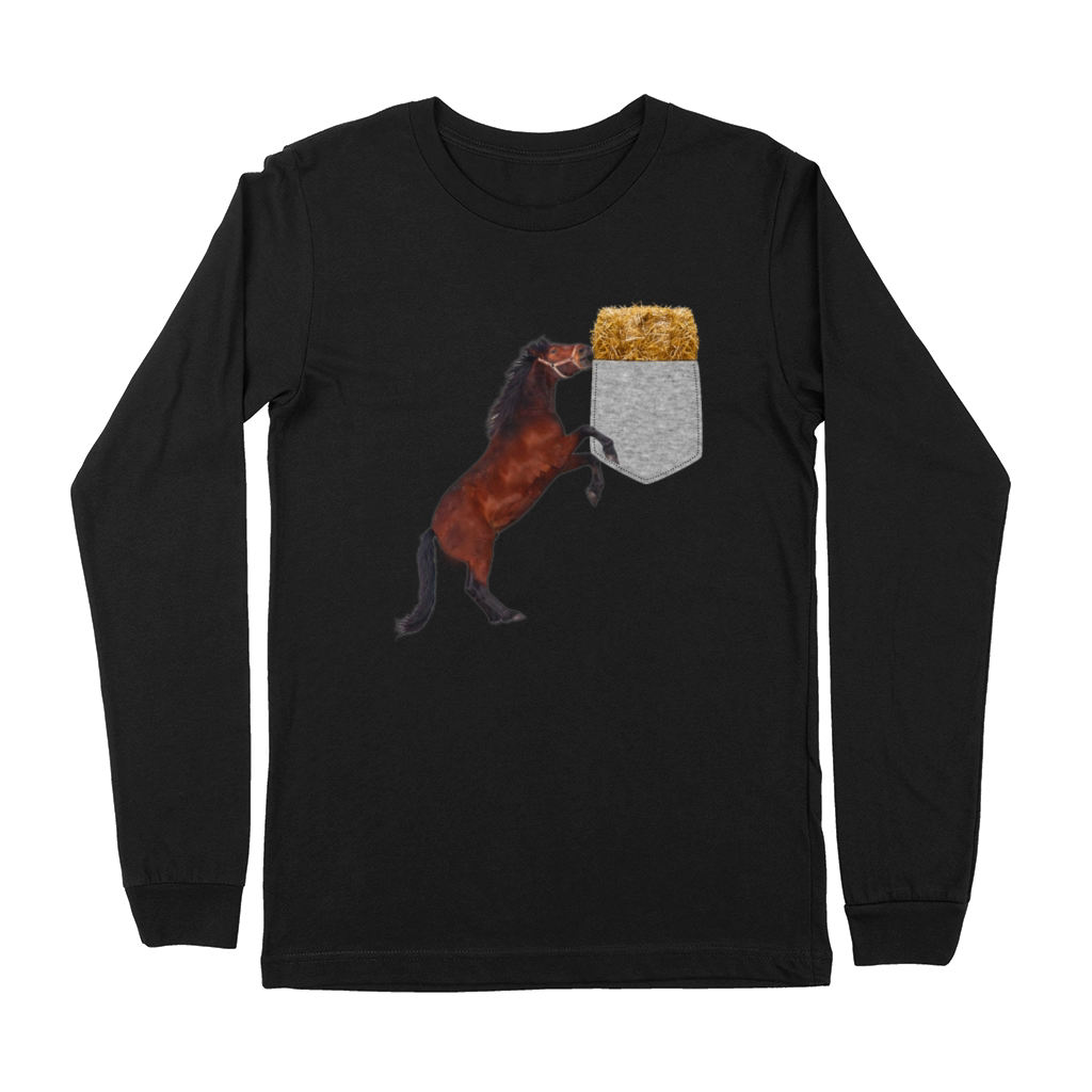 Horse Reaching For Hay In Your Fake Pocket Funny Premium Long Sleeve