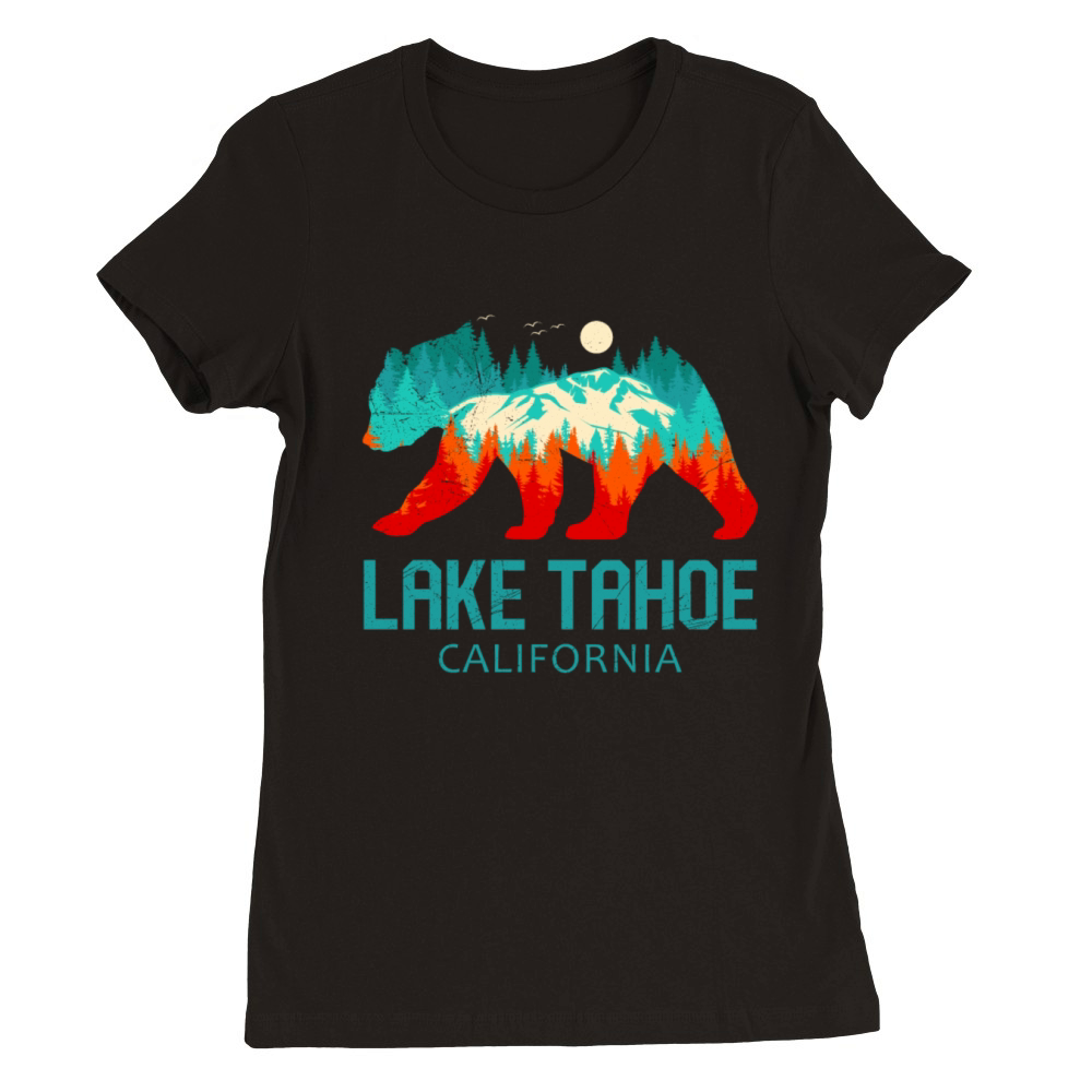 LAKE TAHOE CALIFORNIA Nevada Vintage Vacation Premium Womens Crewneck T-shirt