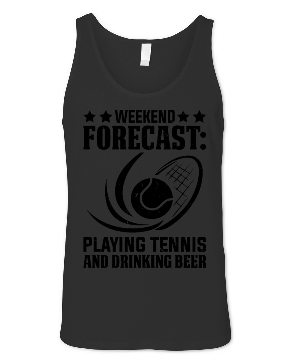 Weekend forecast Playing Tennis and drinking beer Unisex Jersey Tank