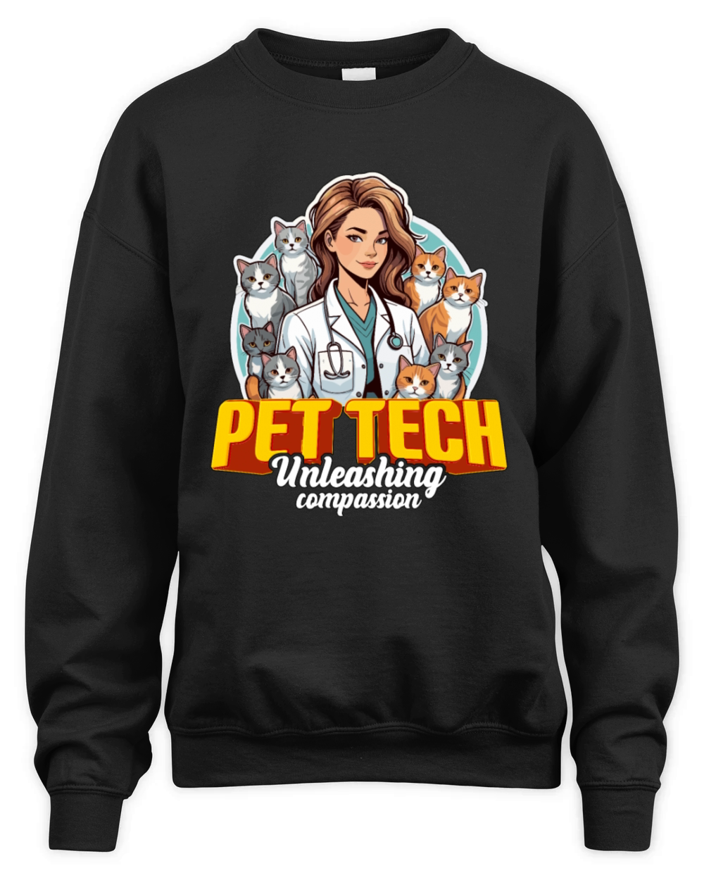 Veterinary Technician Pet Tech Unleashing Vet Med Unisex Premium Crewneck Sweatshirt