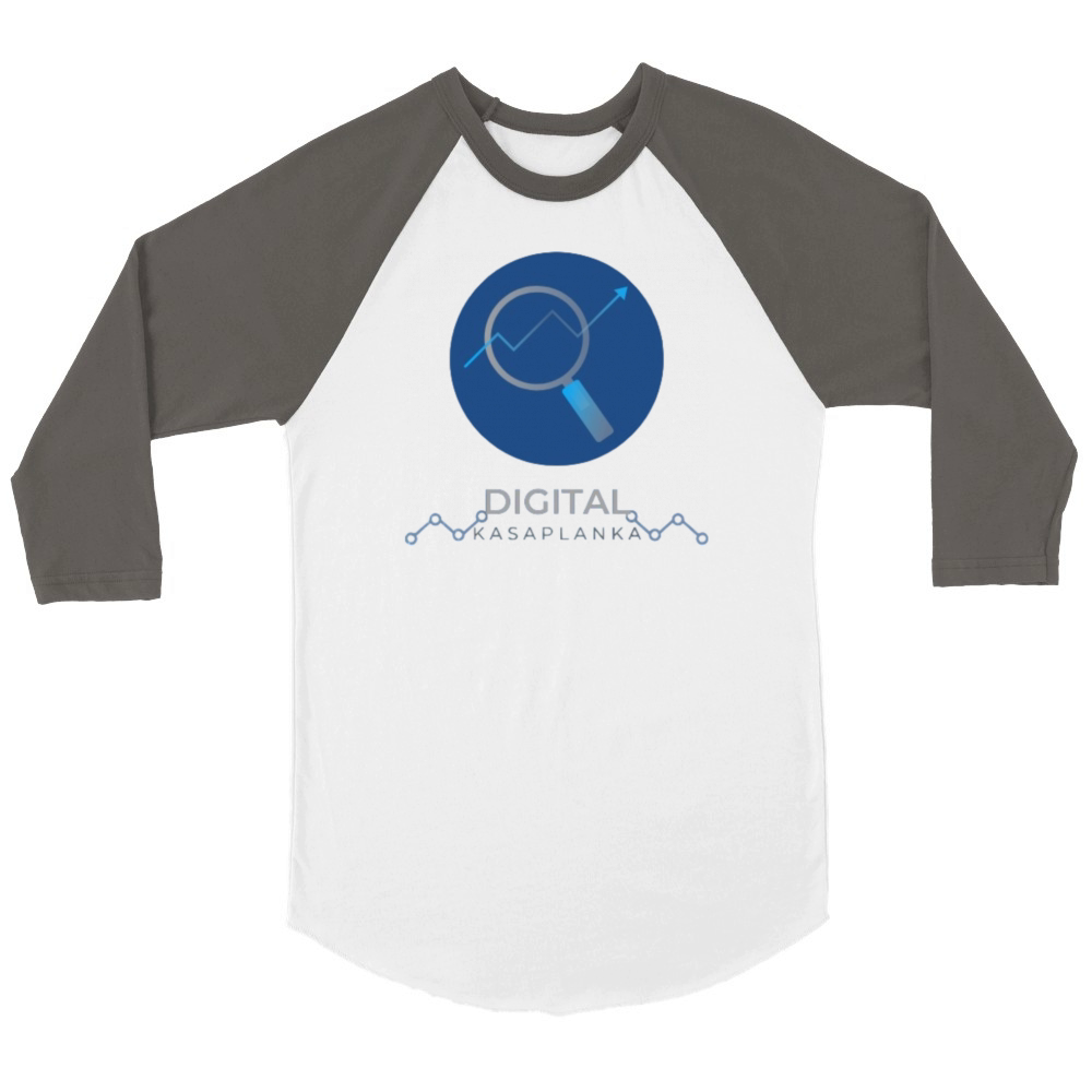 Blue and White Modern Digital Marketing Unisex ¾ sleeve Raglan T-shirt