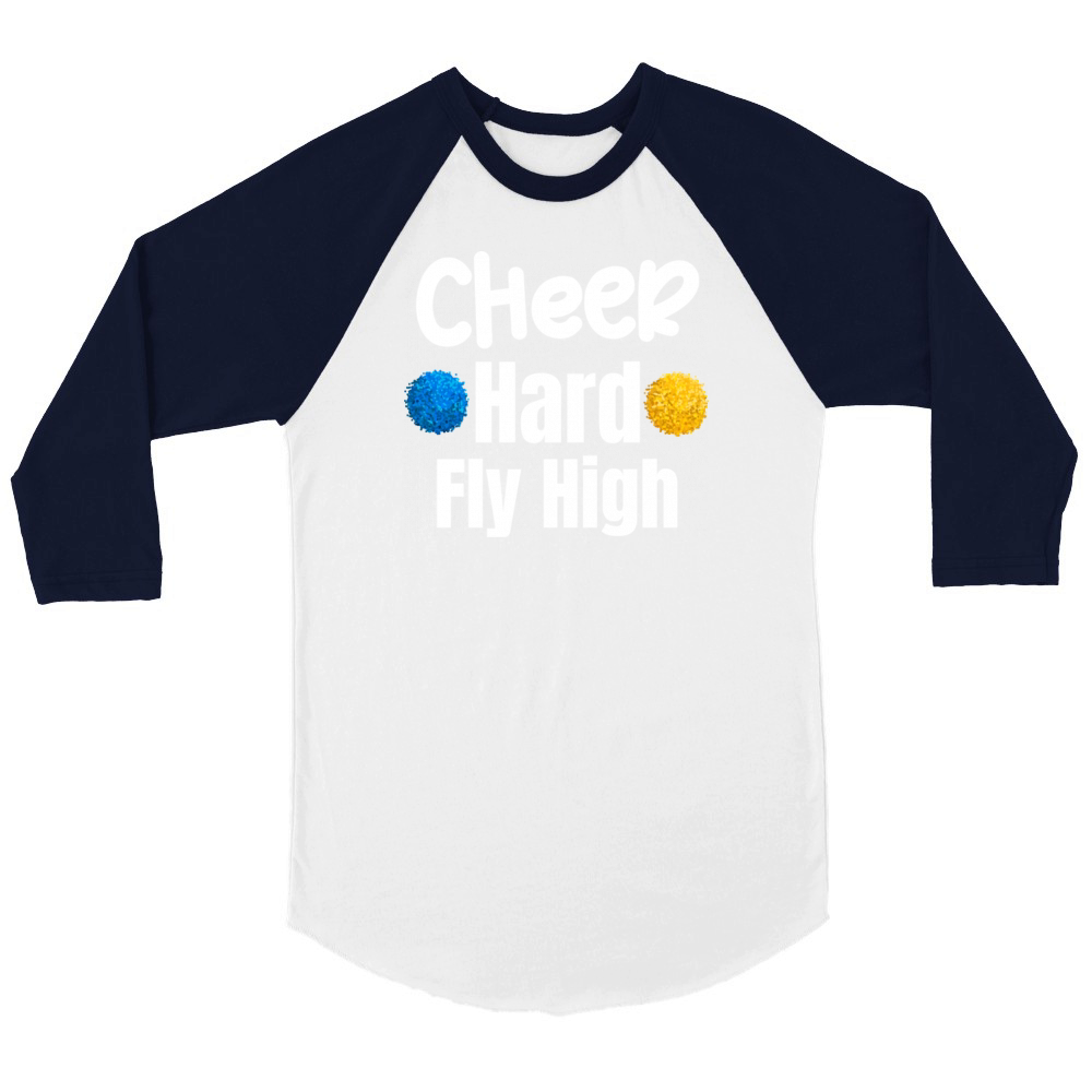 Cheer Hard Fly High Funny Flyer Football Backspot Unisex ¾ sleeve Raglan T-shirt