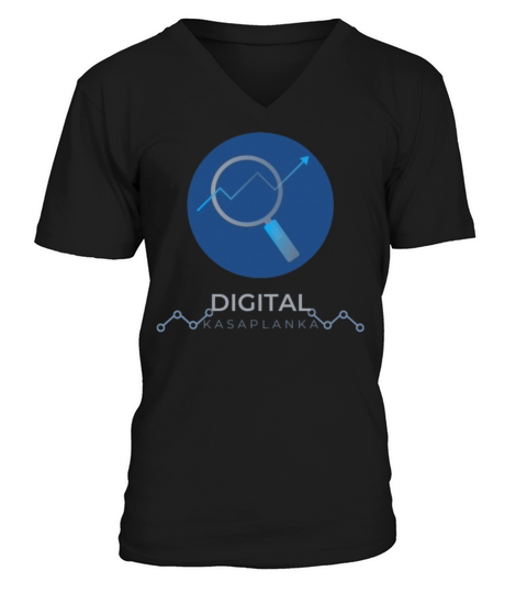 Blue and White Modern Digital Marketing V-Neck T-shirt