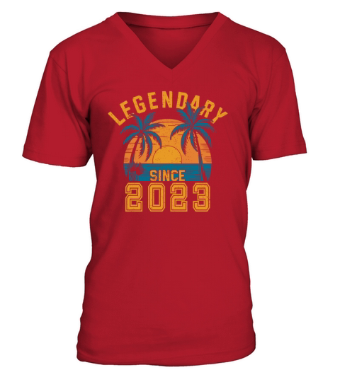Legendary Since 2023 Birthday Sunset Retro Palm V-Neck T-shirt