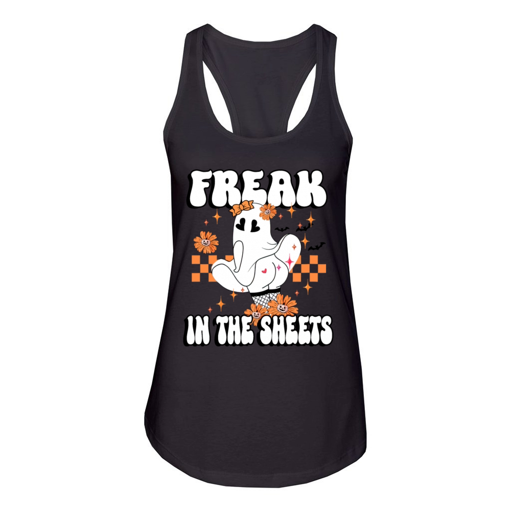 Freak In The Sheets funny Boo Ghost Halloween girl Women's Racerback Tank