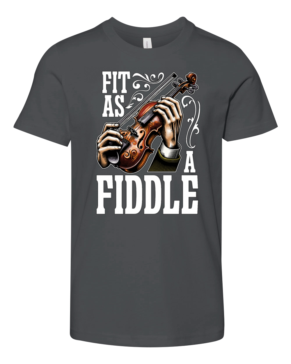 Fiddle Fit As A Fiddle Musician Violin Music Lover Youth Unisex Jersey Tee