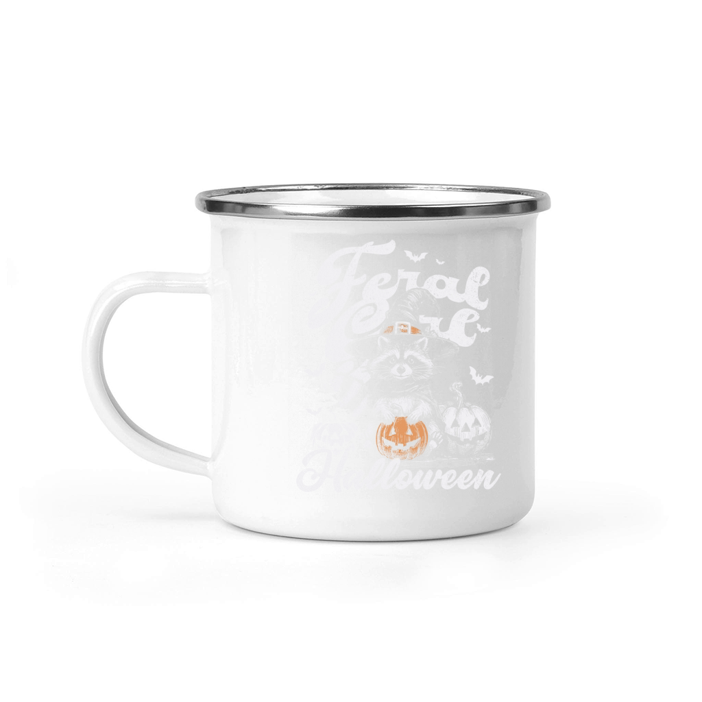 Feral girl Halloween Raccoon D White Camping Mug