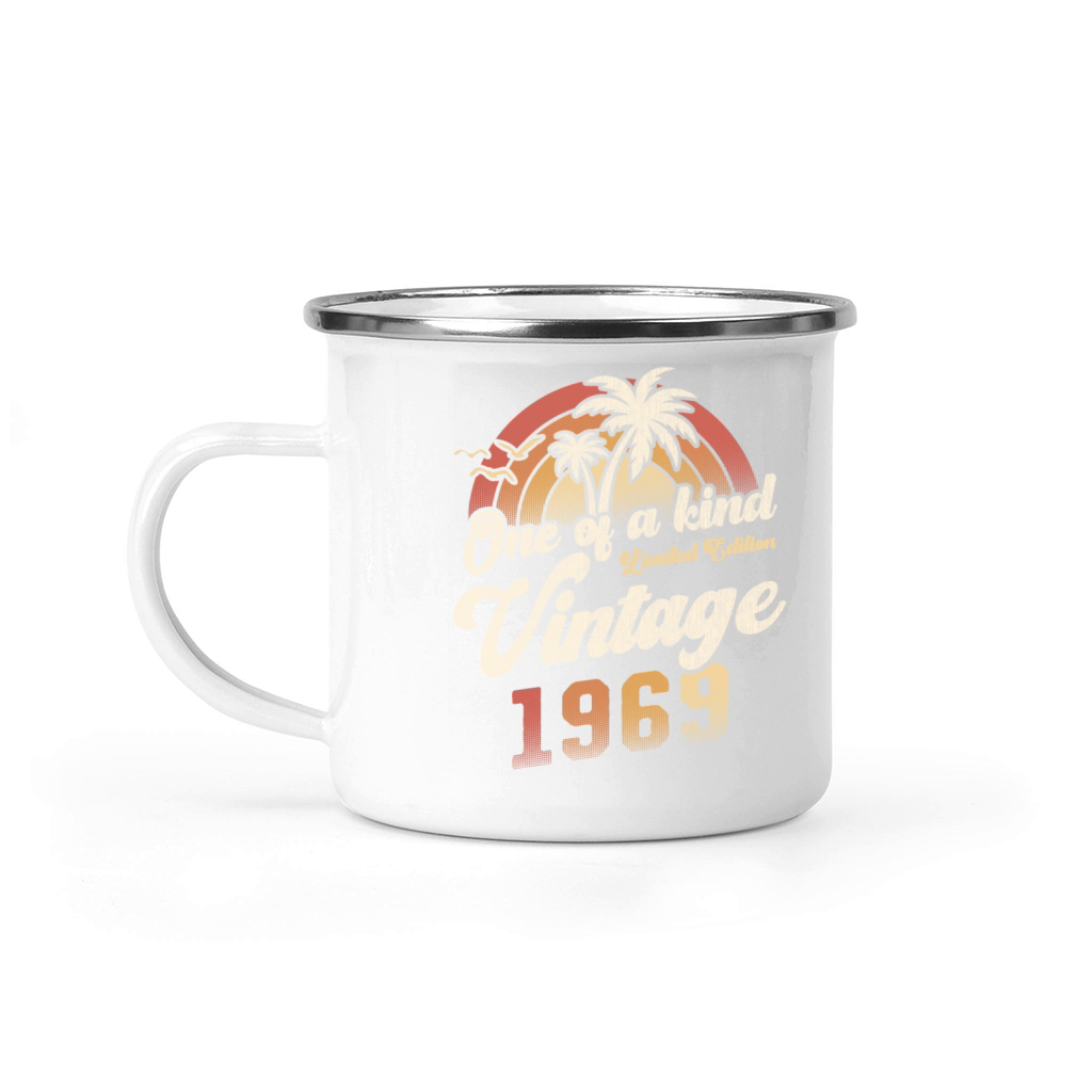 Vintage 1969 Birthday Palm Trees Camping Mug