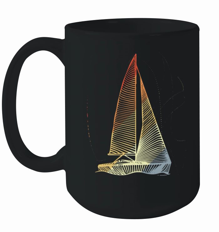 Vintage Sailboat One Line Drawing Ceramic Mug
