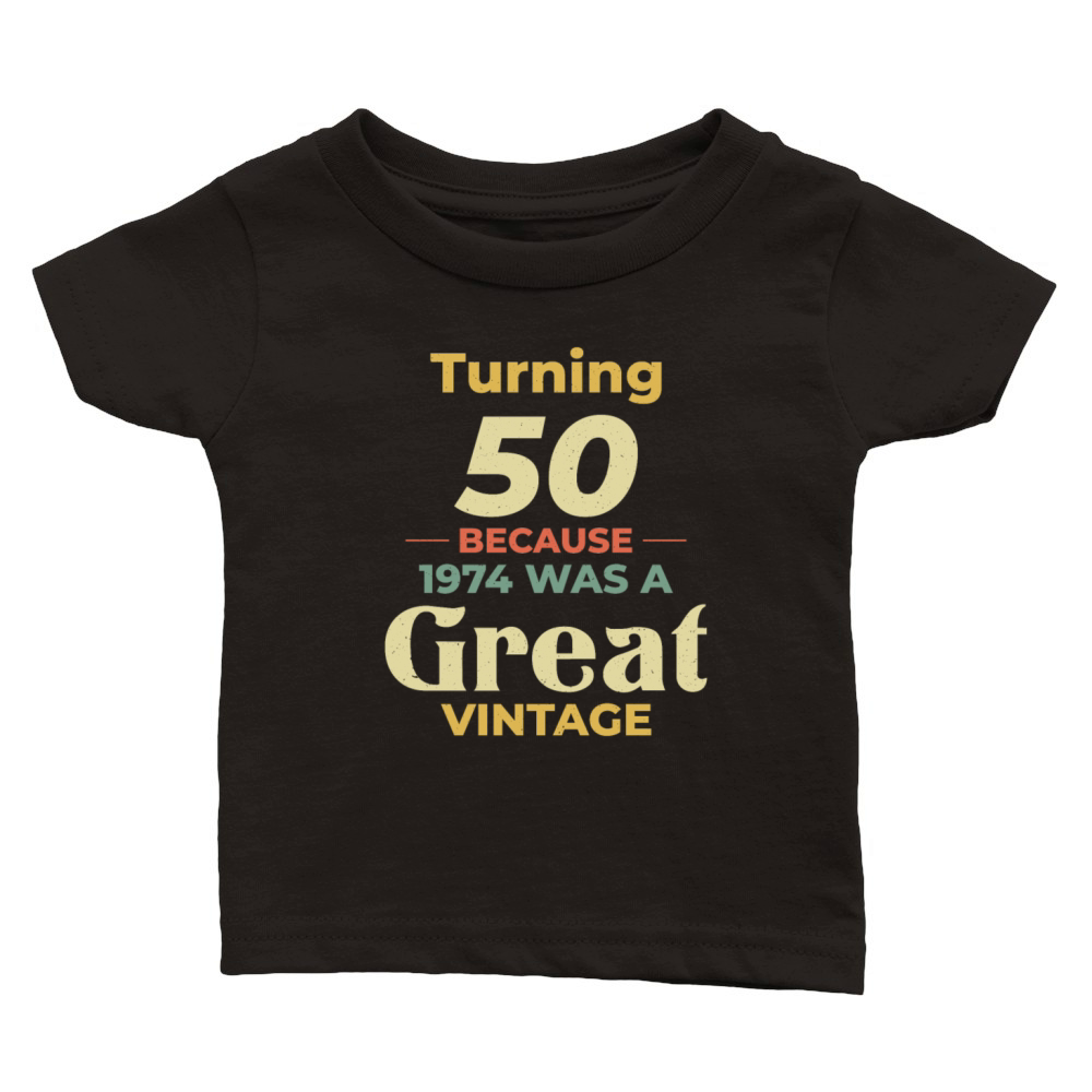Vintage 1974 50th Birthday Gift for Dad Mom Classic Baby Crewneck T-shirt
