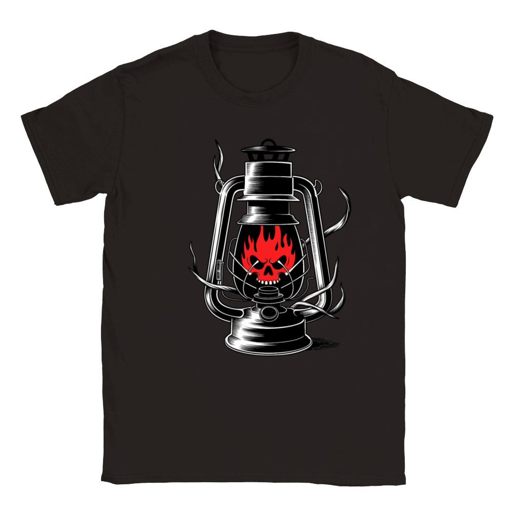 vintage oil lantern featuring a skull Classic Kids Crewneck T-shirt