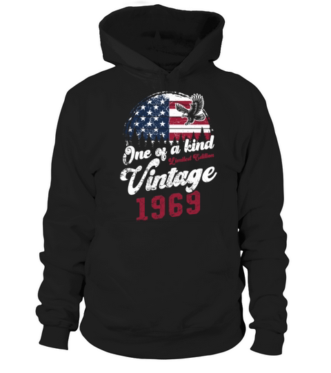 Vintage 1969 Birthday American Flag Hoodie Unisex