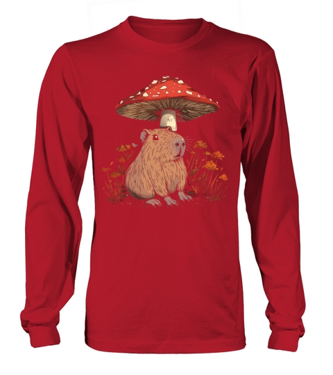 Cottagecore Aesthetic Capybara Mushroom Vintage Fl Long sleeved Unisex