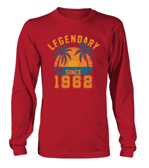 Legendary Since 1962 Birthday Sunset Retro Palm Long sleeved Unisex