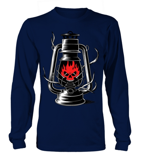 vintage oil lantern featuring a skull Long sleeved Unisex